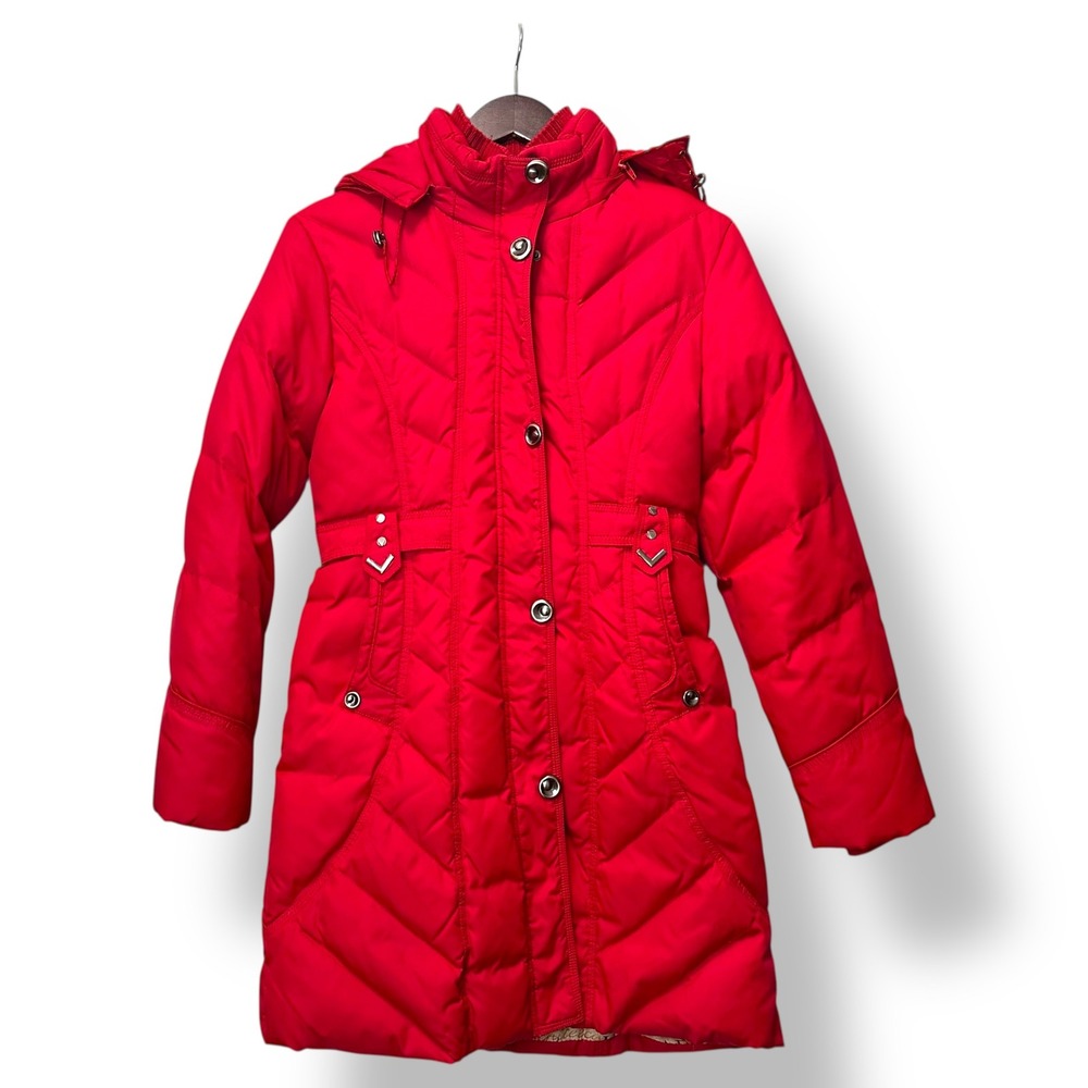 Down Long Coat Red Puffer Parka Jacket -US X-Small – 90% Duck AirgKelDon - Picture 2 of 6